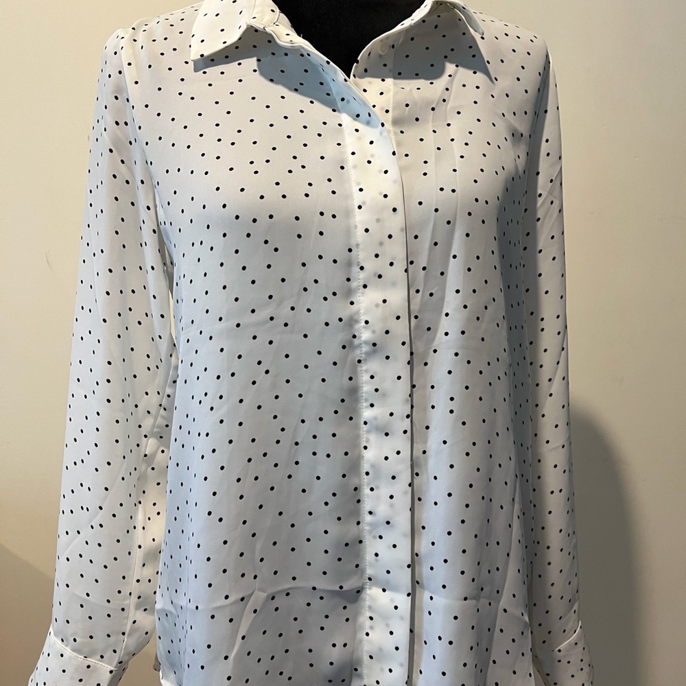 H&M sheer lightweight polka dot blouse sz 10 (M/L)
